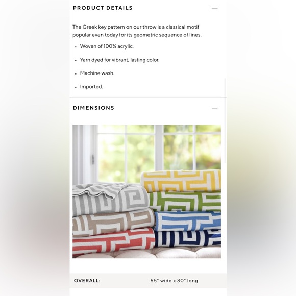 New Pottery Barn Greek Key Oversized Cotton Throw, 55X80” Marigold Yellow - Picture 11 of 11